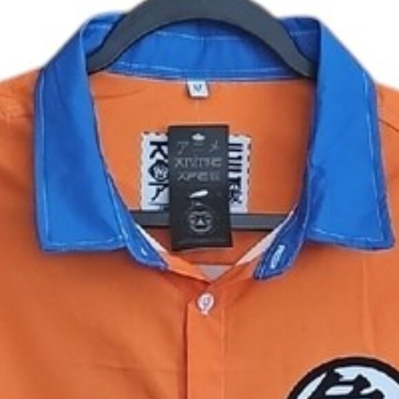 NWT Goku Kame Kai Dragon Ball Short Sleeve Button up shirt orange blue - Picture 14 of 16